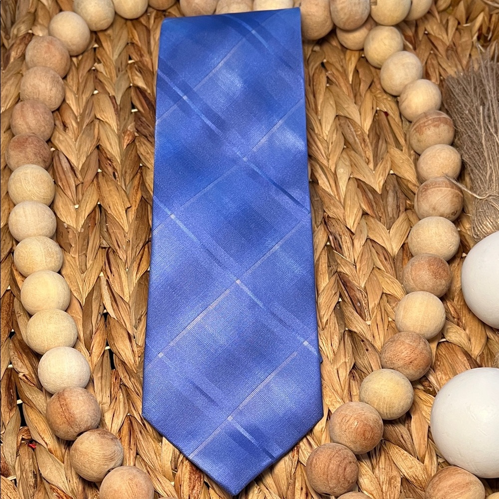Kenneth Cole Reaction Blue Plaid Silk Tie